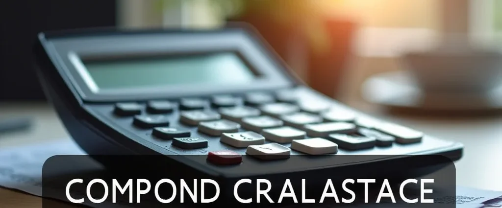 The image shows a calculator interface with compound interest growth projections for a financial guide.