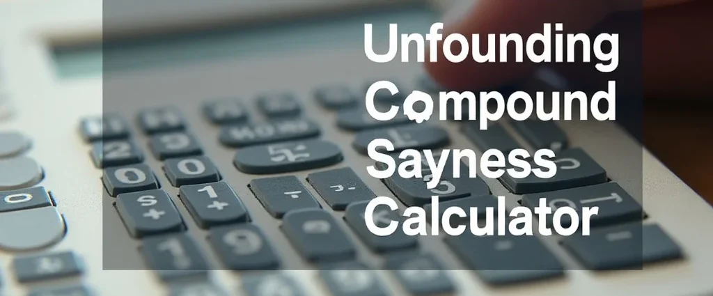 The image shows a calculator interface displaying compound interest growth, illustrating savings potential over time.
