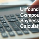 The image shows a calculator interface displaying compound interest growth, illustrating savings potential over time.