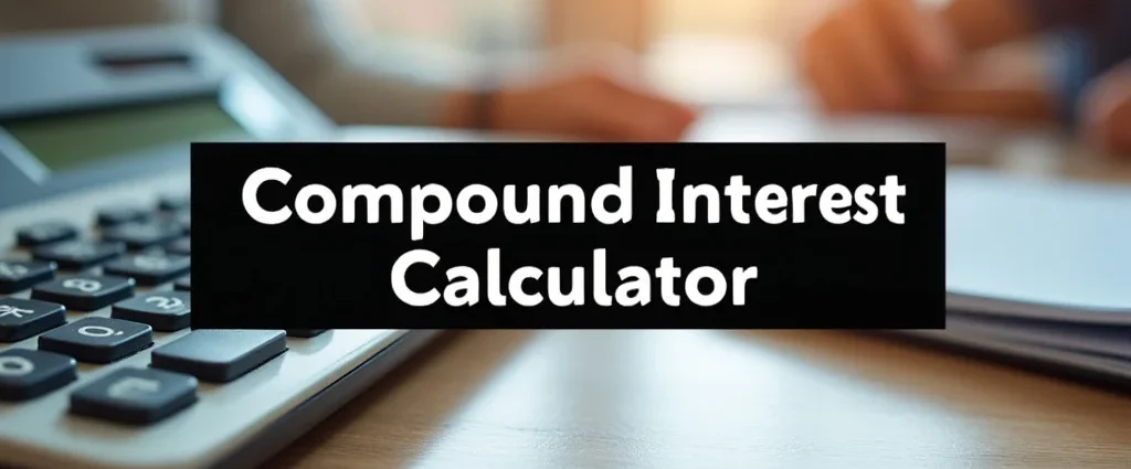 The image shows a digital calculator screen displaying compound interest growth for understanding your money.